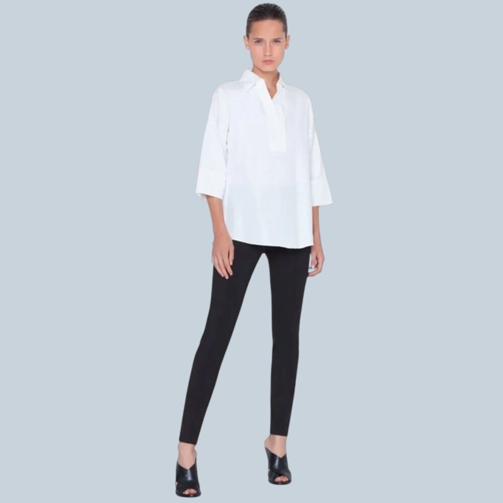 Akris Punto Mara Skinny Stretch Jersey Pants Size 10 Black Ankle Pintuck